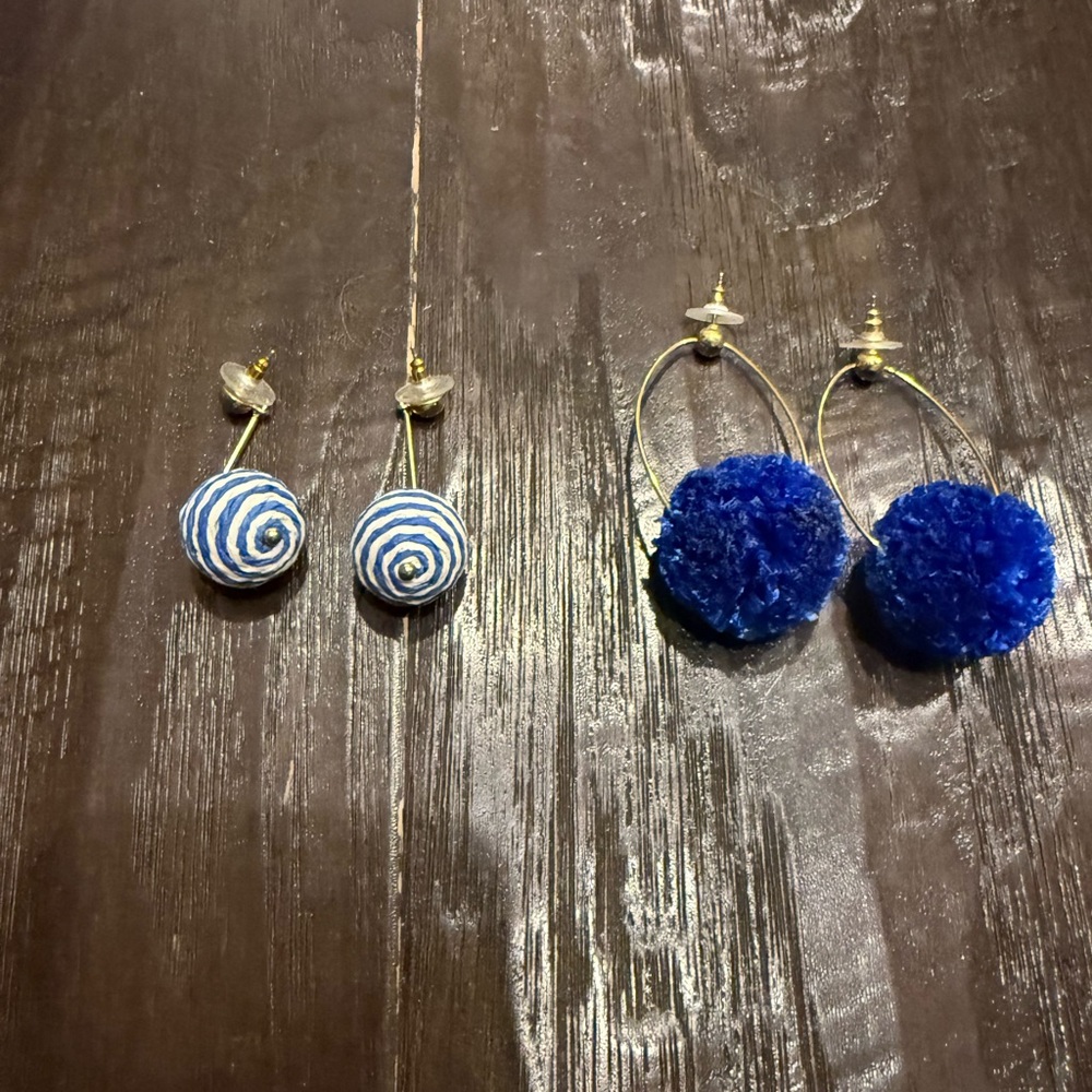 J. Crew Blue and White Earrings Set
